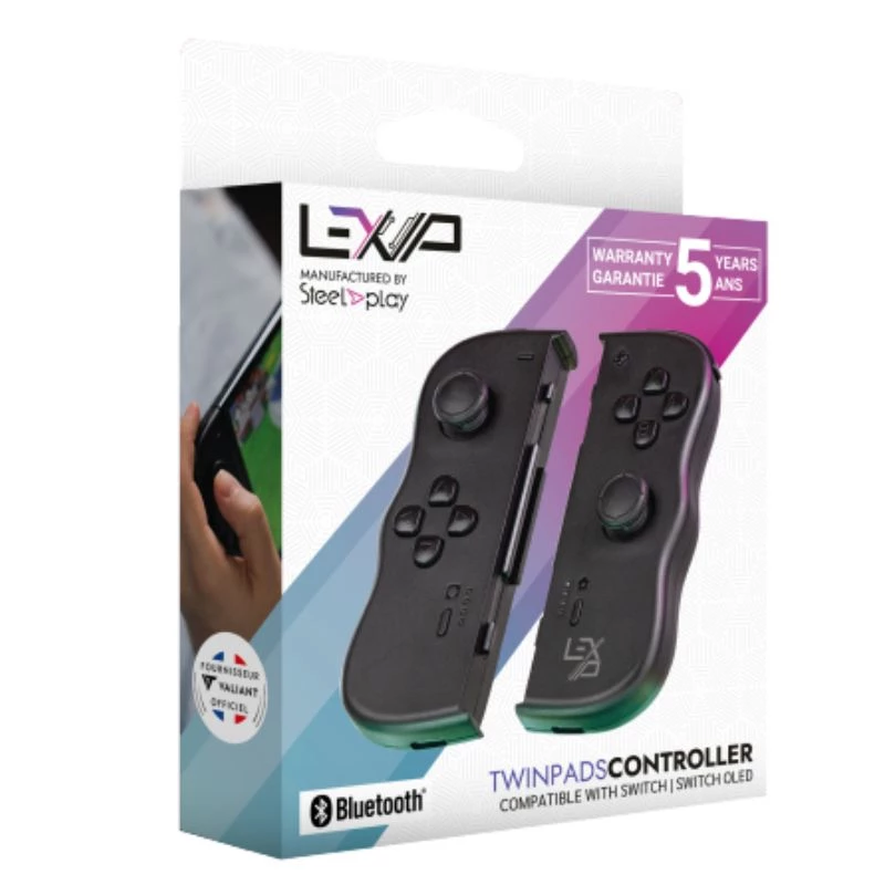 Lexip Adventure Twinpads Melns (Switch), spēļu pults, Nintendo Switch, Nintendo Switch OLED, uzņemšanas poga, D-paliktnis, sākuma poga, analogā / digitālā, bezvadu, Bluetooth