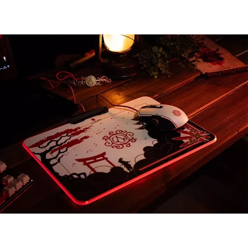 Lexip X Ubisoft - Assassin's Creed - Shadows Pele paliktnis, Melns, Zelts, Sarkans, Balts, Attēls, Ar USB barošanu, Spēļu peles paliktnis