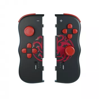 Lexip HBO Game of Thrones Targaryen melns, sarkans Bluetooth spēļu kontrolieris Nintendo Switch, Nintendo Switch OLED