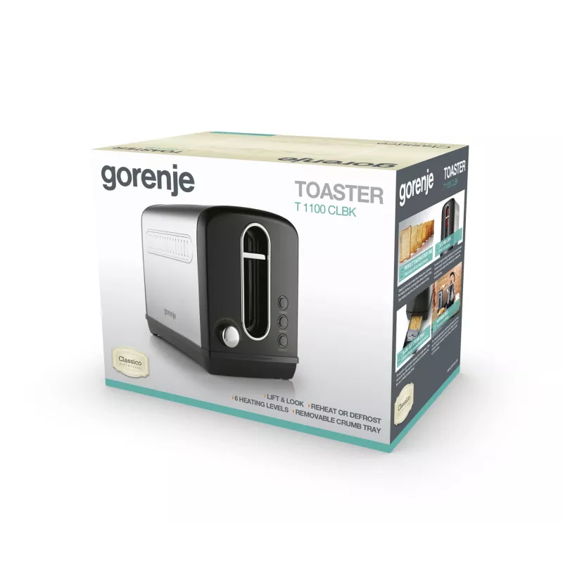 Gorenje T1100CLBK 6 2 šķēles 1100 W Melns