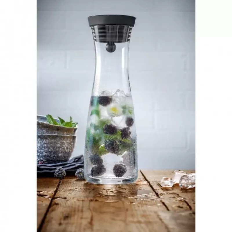 WMF Basic ūdens karafe 1,0 melna, Karafe, 1 L, Melna, Caurspīdīga, Stikls, Apaļa, Köhler & Wilms