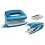 Leitz skavotāja un caurumotāja komplekts Mini WOW, 10 lapas, zils, metālisks, metāls, plastmasa, 80 g/m², 3,5 cm, aizmugurēja ielāde