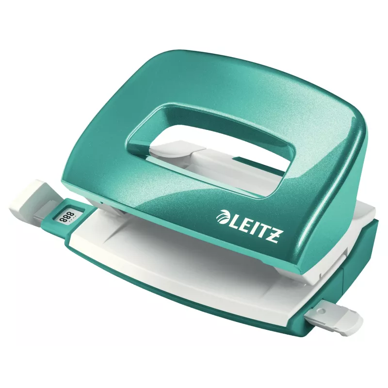 Leitz NeXXt caurumsitējs WOW Mini 2-caurumi / 10 lapas, 10 lapas, Tirkīzzila, Pelēks, Plastmasa, 8 cm, 5,5 mm, A4