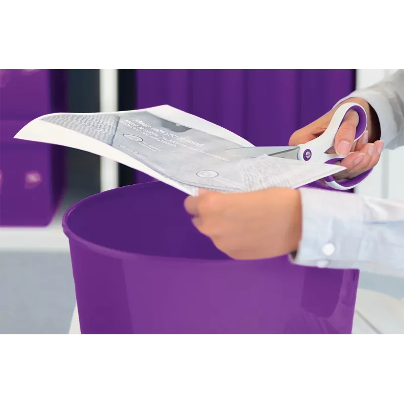 Leitz WOW Titanium biroja šķēres 205 mm, taisns griezums, viena, violeta, balta, nerūsējošais tērauds, biroja šķēres, titāns