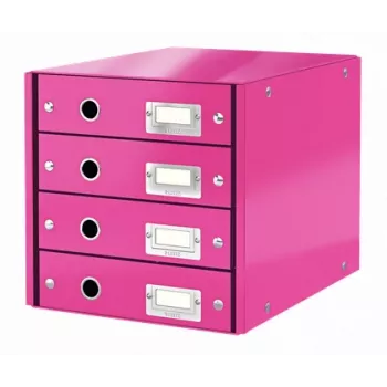 Leitz Click & Store WOW atvilktņu skapis (4 atvilktnes), rozā, kartons, 2.49 kg