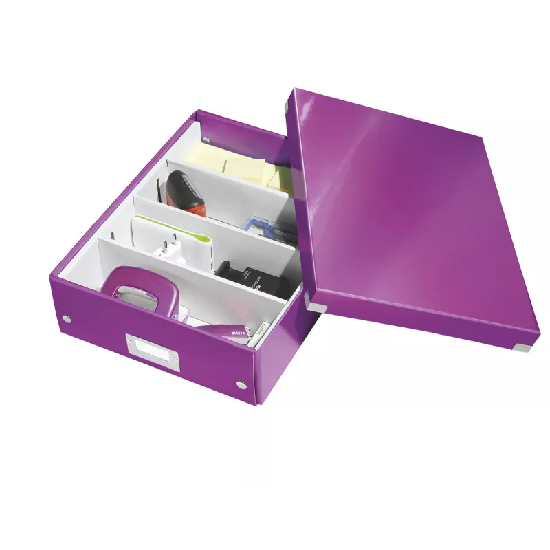 Leitz Click & Store WOW vidēja izmēra organizatora kaste, violeta, kartons, 880 g