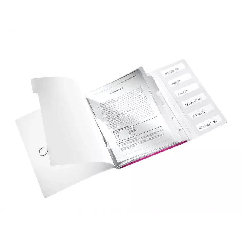 Leitz dalītāju grāmata WOW PP 6 nodalījumi, A4, polipropilēns (PP), metāliska, rozā, 200 lapām, 260 mm, 17 mm