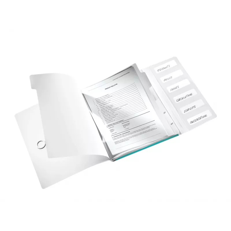 Leitz WOW PP dalītāju grāmata ar 6 ieliktņiem, A4, polipropilēns (PP), zila, metāliska, 200 loksnēm, 260 mm, 17 mm