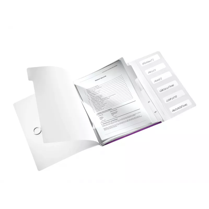 Leitz dalītāju grāmata WOW PP 6 iedaļas, A4, polipropilēns (PP), metāliski violets, 200 lapas, 260 mm, 17 mm