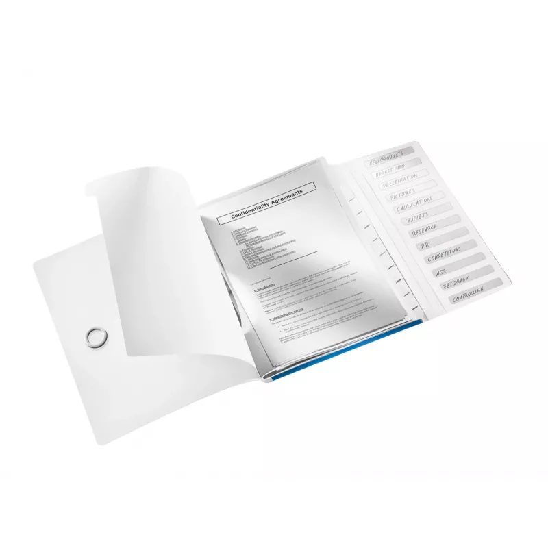 Leitz šķirkļu grāmata WOW PP 12 nodalījumi, A4, polipropilēns (PP), zila, metāliska, 200 loksnēm, 265 mm, 17 mm