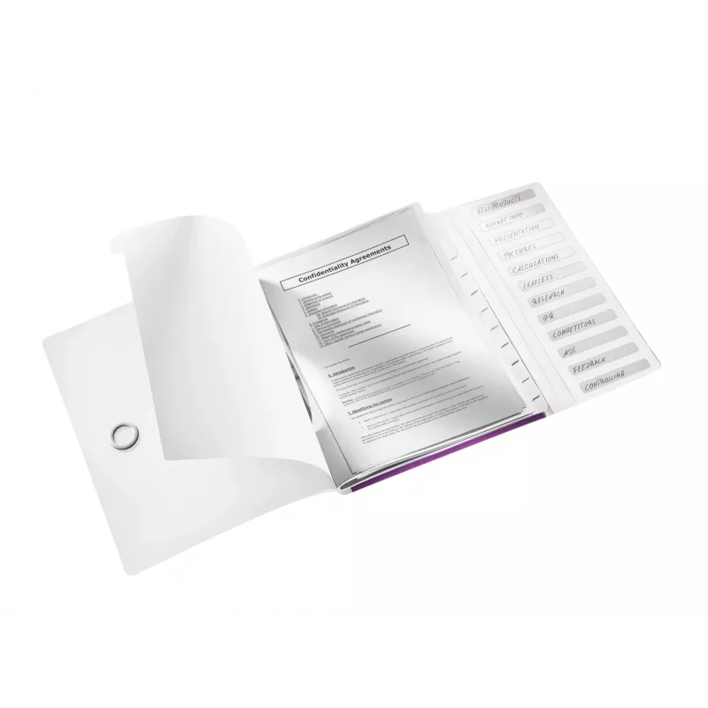 Leitz WOW PP sadalītāju grāmata, 12 iedaļas, A4, polipropilēns (PP), metāliska, violeta, 200 lapām, 265 mm, 17 mm