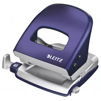 Leitz Hole Punch Style NeXXt, 2 caurumu, 30 loksnēm, metāla, 30 loksnes, zila, 8 cm, A6, 380 g, 107 x 100 x 137 mm