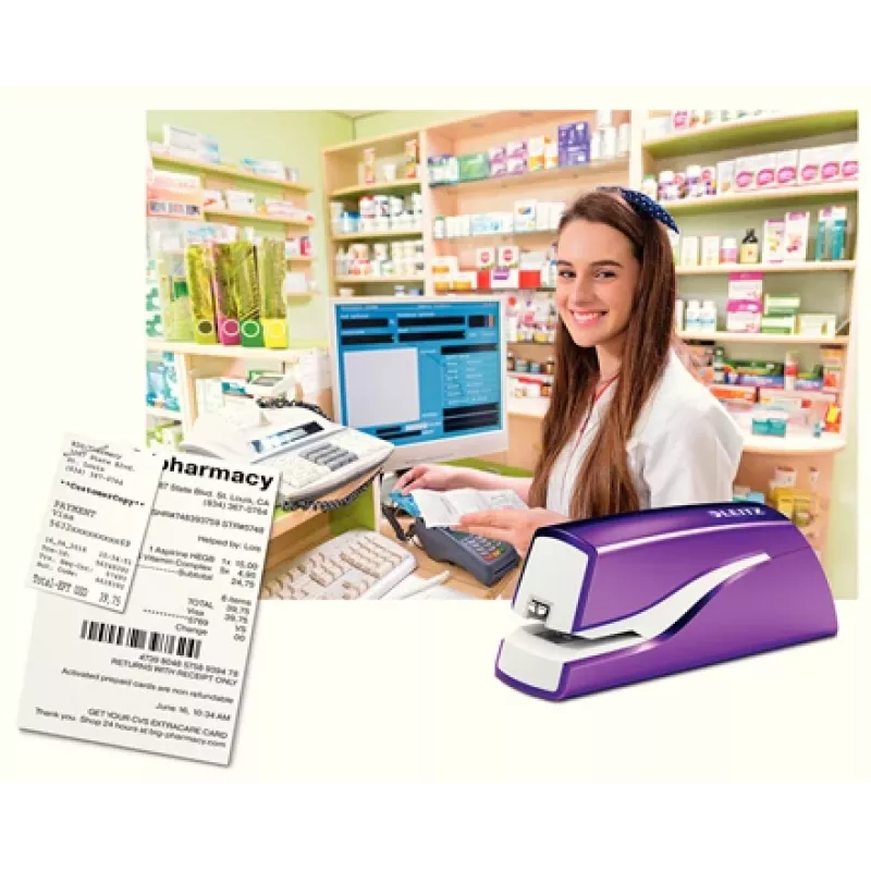 Leitz NeXXt skavotājs ar bateriju WOW 5566, 10 lapas, 1 cm, plastmasa, violets, balts, baterija, 50 mm