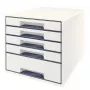 Leitz atvilktņu skapītis WOW Cube 5 atvilktņu, 5 atvilktnes, Plastmasa, Balts, 1 gab., 270 mm, 287 mm