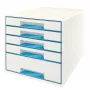 Leitz atvilktņu skapītis WOW Cube 5 atvilktņu, 5 drawer(s), Plastic, Blue, White, 1 gab., 287 mm, 270 mm