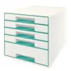 Leitz atvilktņu skapītis WOW Cube 5 atvilktņu, 5 atvilktnes, Plastmasa, Tirkīza, Balta, 1 gab., 287 mm, 270 mm