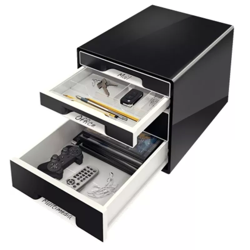 Leitz Desk Cube 4 atvilktņu, 4 atvilktnes, Plastmasa, Melns, 1 gab., 270 mm, 287 mm
