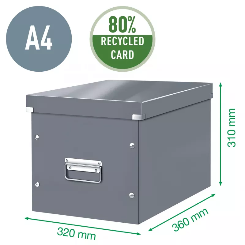 Leitz Box Click & Store WOW Cube lielā uzglabāšanas kaste, fuksijas krāsā, kartons, 320 mm, 360 mm, 310 mm