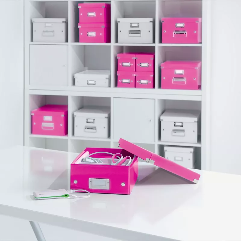 Leitz Box Click & Store WOW Cube lielā uzglabāšanas kaste, fuksijas krāsā, kartons, 320 mm, 360 mm, 310 mm