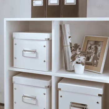 Leitz Click & Store WOW Cube Medium Storage Box, glabāšanas kaste, balta, taisnstūrveida, kartons, vienkrāsains, iekštelpām