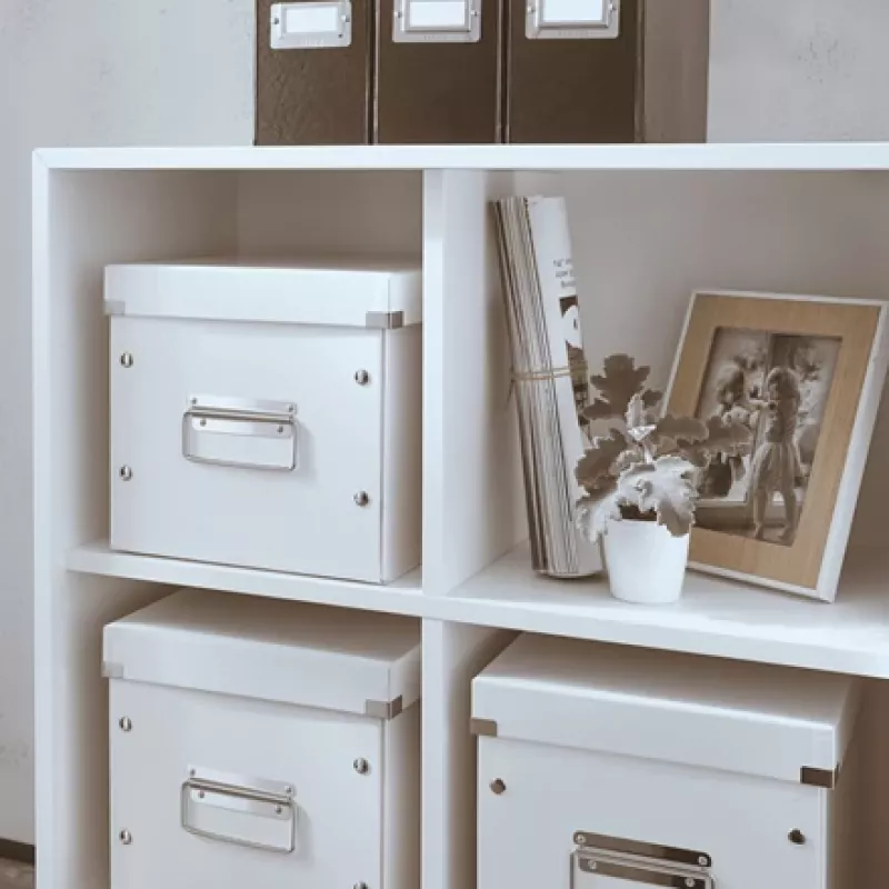 Leitz Click & Store WOW Cube Medium Storage Box, glabāšanas kaste, balta, taisnstūrveida, kartons, vienkrāsains, iekštelpām