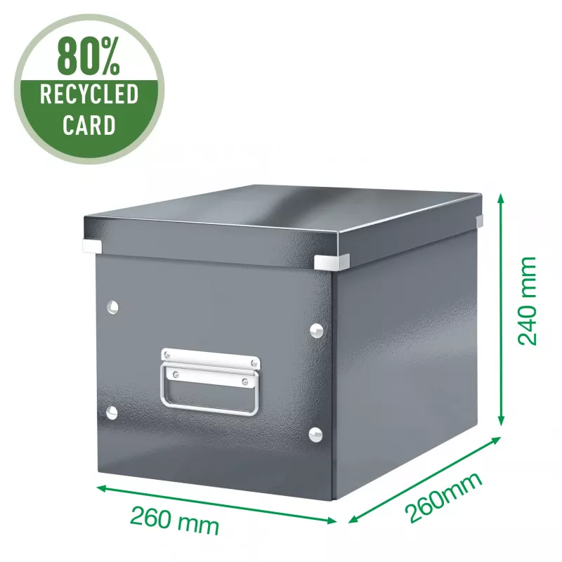 Leitz Storage Box Click & Store WOW Cube Medium, tirkīzzila, kartons, 260 mm, 260 mm, 240 mm