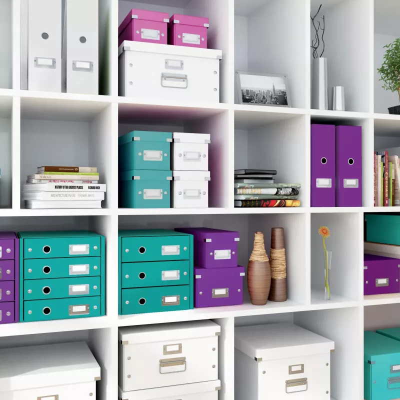 Leitz Storage Box Click & Store WOW Cube Medium, tirkīzzila, kartons, 260 mm, 260 mm, 240 mm