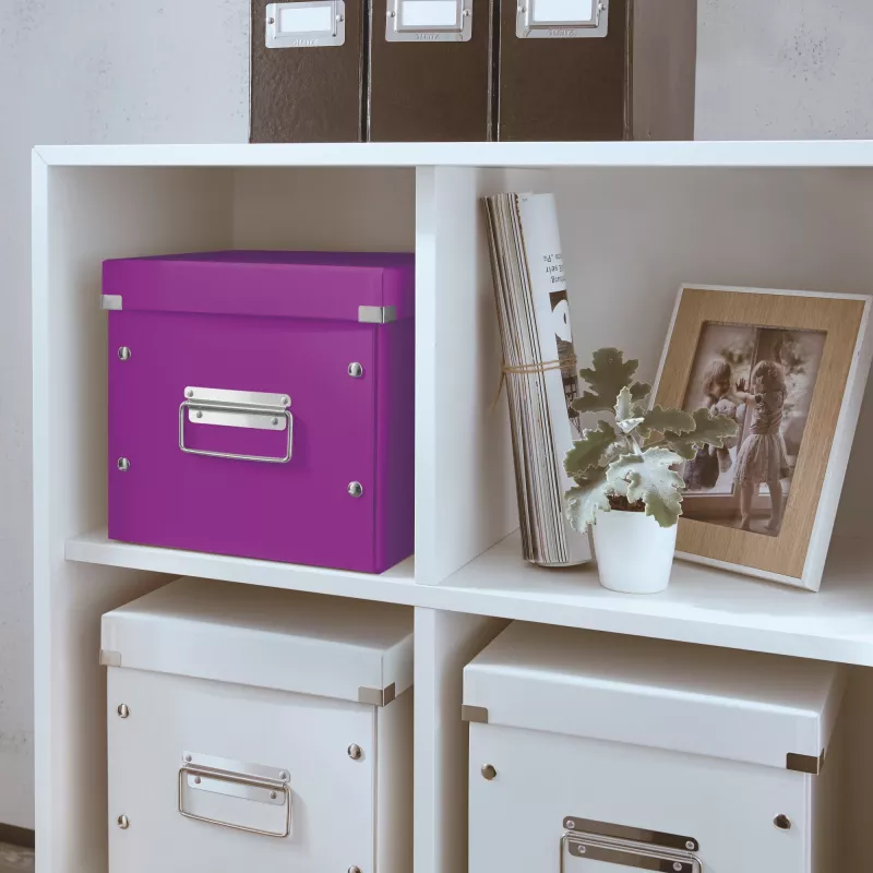 Leitz uzglabāšanas kaste Click & Store WOW Cube Medium, violeta, kartons, 260 mm, 260 mm, 240 mm