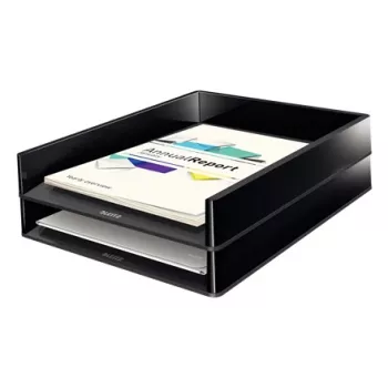 Leitz Letter Tray Dual Colour, plastmasa, melna, A4, A4, brošūra, katalogs, aploksne, plakana mape, mape, vēstule, papīrs, 267 mm