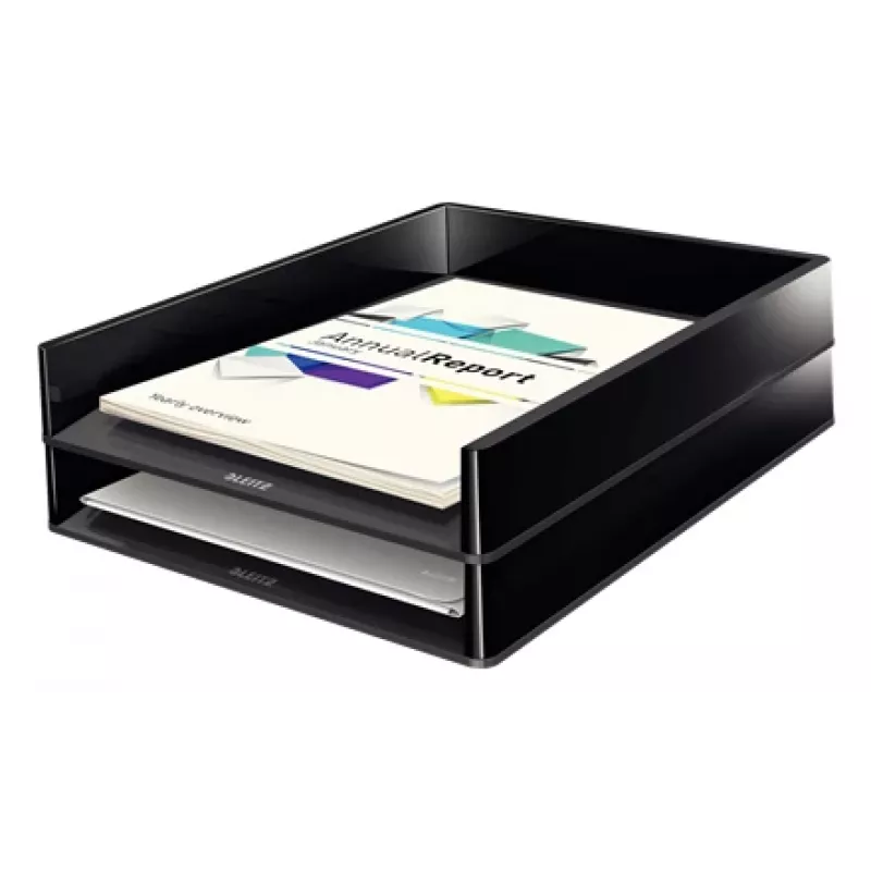 Leitz Letter Tray Dual Colour, plastmasa, melna, A4, A4, brošūra, katalogs, aploksne, plakana mape, mape, vēstule, papīrs, 267 mm
