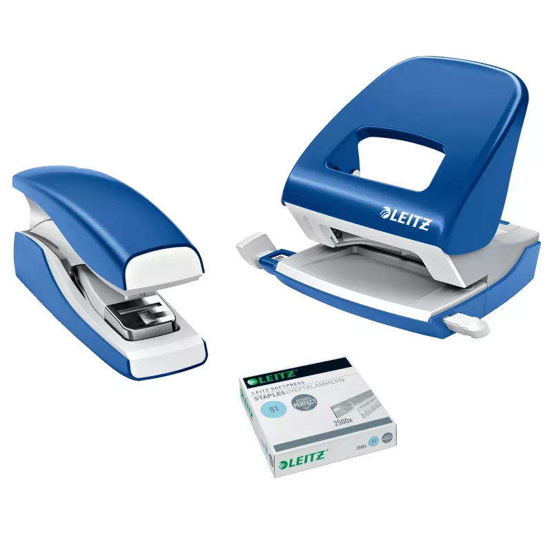 Leitz skavotājs Softpress plakans Clinch 30 lapām, 30 lapas, Zila, Plakanais locījums, Leitz Softpress skavas, Plastmasa, 80 g/m²