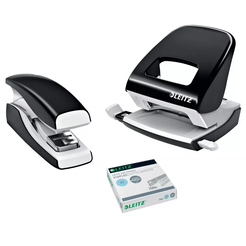 Leitz skavotājs Softpress plakans Clinch 30 loksnēm, 30 loksnes, melns, plakanais locījums, Leitz Softpress skavas, plastmasa, 80 g/m²
