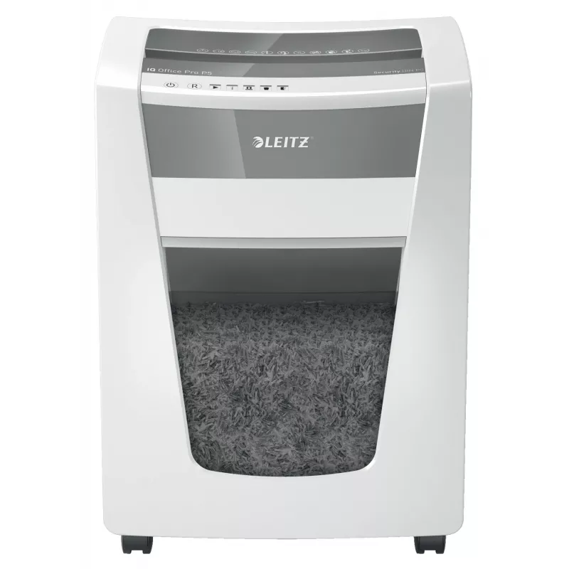 Leitz IQ Office Pro papīra smalcinātājs P5, mikroizgriezuma smalcināšana, 23 cm, 2 x 15 mm, 30 L, 300 loksnes, 55 dB