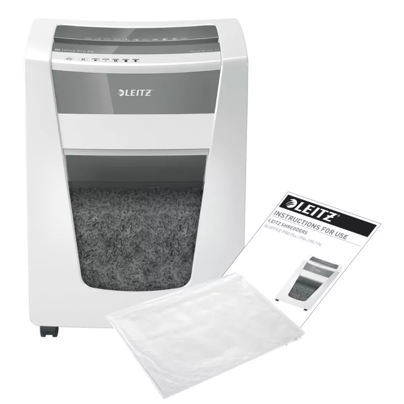 Leitz IQ Office Pro papīra smalcinātājs P5, mikroizgriezuma smalcināšana, 23 cm, 2 x 15 mm, 30 L, 300 loksnes, 55 dB