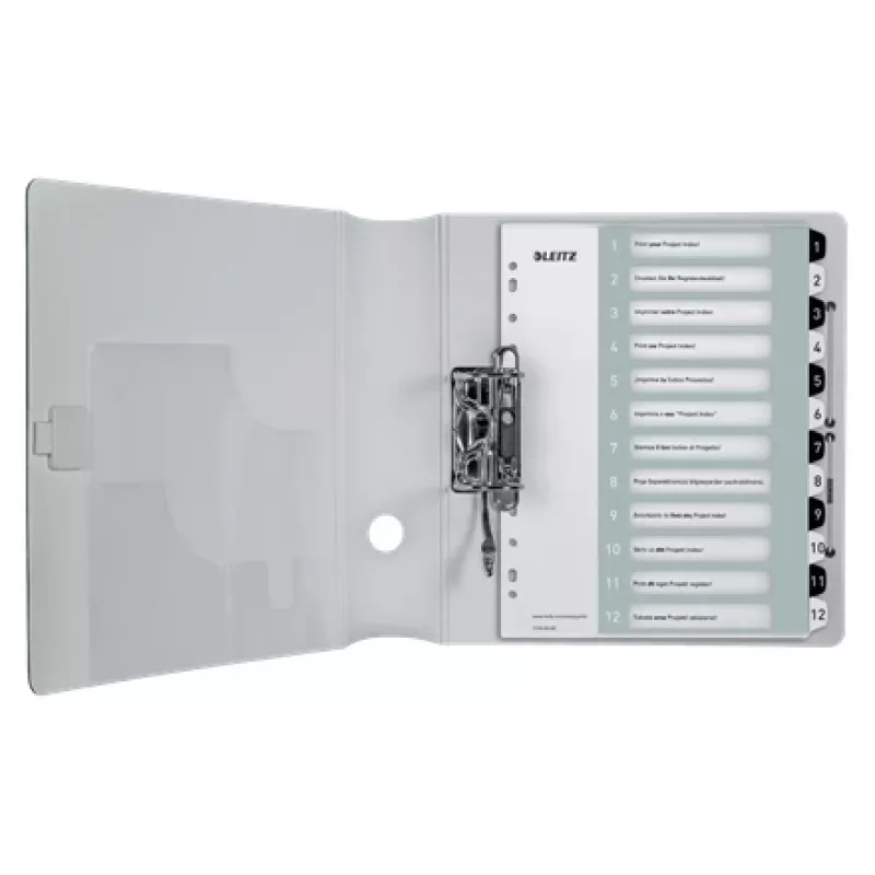 Leitz Indices Printable PP A4+ 1-12 WOW White/Melns, skaitlisks sadalītājs, polipropilēns (PP), melna, balta, A4 Maxi, 245 mm, 305 mm