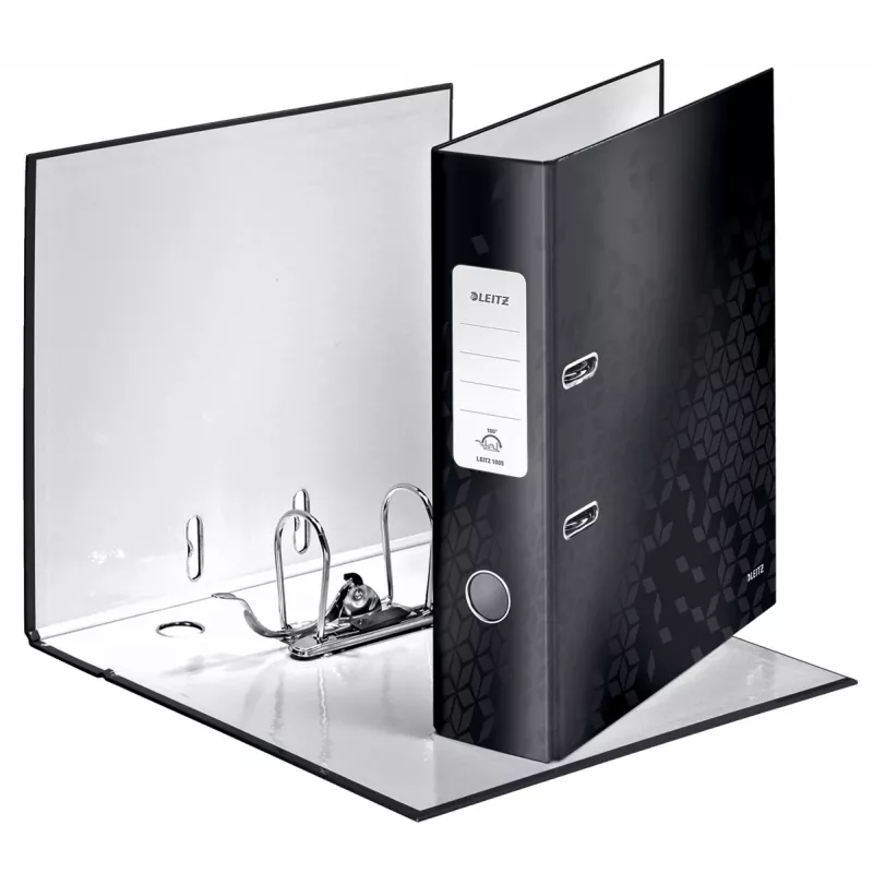 Leitz sviru arhīva mape 180° WOW POB/Laminēta A4/80mm, A4, Kartons, Melna, 600 lapas, 80 g/m², 8 cm