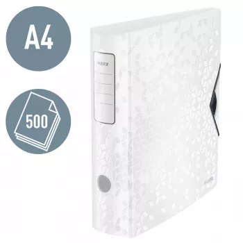 Leitz sviru arhīva mape Active PP WOW A4/80mm, A4, D veida gredzens, glabāšanai, poliuretāna putas, balta, 500 lapām