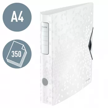Leitz sviru arhīva mape Active PP WOW A4/65mm, A4, D-gredzens, glabāšanai, poliuretāna putas, balta, 350 lapām