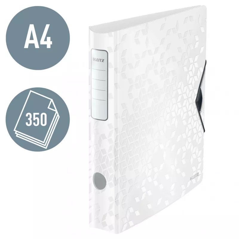Leitz sviru arhīva mape Active PP WOW A4/65mm, A4, D-gredzens, glabāšanai, poliuretāna putas, balta, 350 lapām