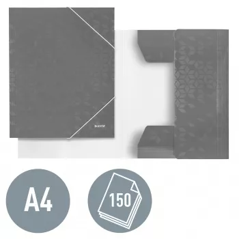 Leitz 3 atloku mape WOW Card/POB A4, Atloku mape, A4, Polipropilēns (PP), Melna, 150 lapas, Elastīga josla