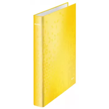 Leitz aktu vāciņš WOW laminēts A4+ 2DR/25mm, A4+, D-riņķa, kartons, dzeltens, 250 lapu, 80 g/m²