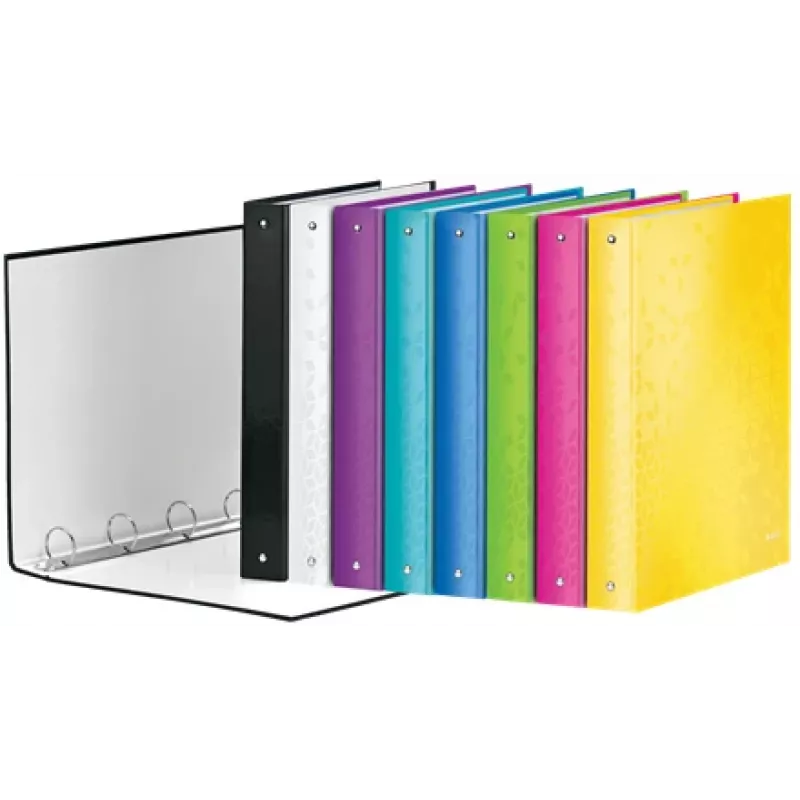 Leitz Ringbinder WOW Laminated A4+ 4DR/25mm, A4, apaļš gredzens, uzglabāšana, kartons, melns, spīdīgs