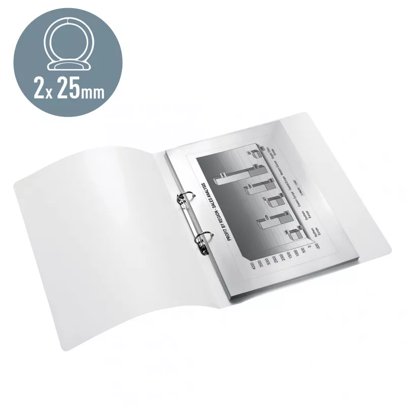 Leitz Ringbinder WOW PP A4 2RR/25mm, A4, apaļa gredzenu mehānika, polipropilēns (PP), balta, 190 lapas, 80 g/m²