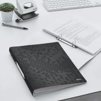 Leitz Ringbinder WOW PP A4 2RR/25mm, A4, apaļi gredzeni, polipropilēns (PP), melns, 190 loksnes, 80 g/m²