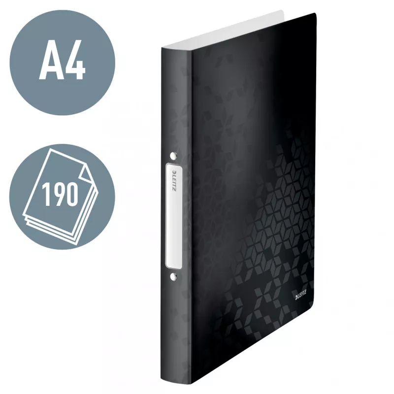 Leitz Ringbinder WOW PP A4 2RR/25mm, A4, apaļi gredzeni, polipropilēns (PP), melns, 190 loksnes, 80 g/m²