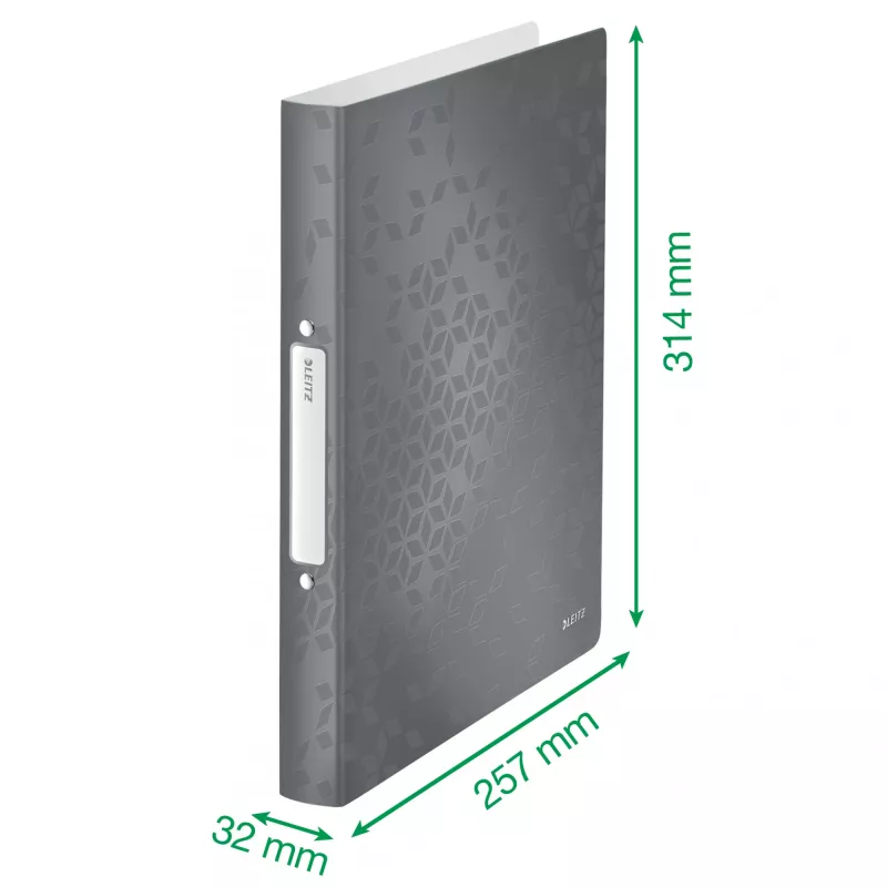 Leitz Ringbinder WOW PP A4 2RR/25mm, A4, apaļi gredzeni, polipropilēns (PP), melns, 190 loksnes, 80 g/m²