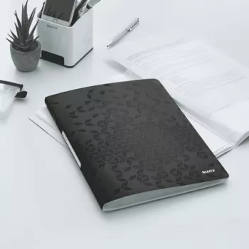 Leitz WOW PP prezentāciju grāmata 20 kabatām, melna, polivinilhlorīds (PVC), 20 kabatas, A4, 231 mm, 13 mm