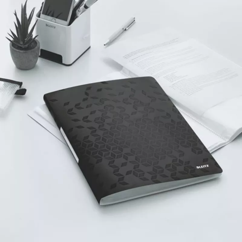 Leitz WOW PP prezentāciju grāmata 20 kabatām, melna, polivinilhlorīds (PVC), 20 kabatas, A4, 231 mm, 13 mm