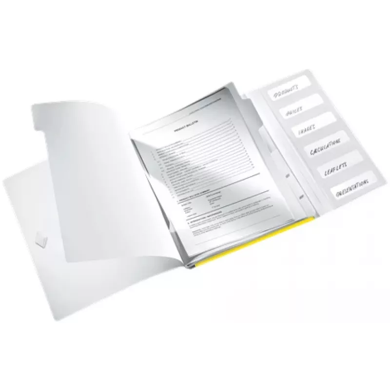 Leitz dalītājgrāmata WOW PP 6 cilnes, parastā dokumentu mape, A4, polipropilēns (PP), dzeltens, spīdīgs, 200 loksnes