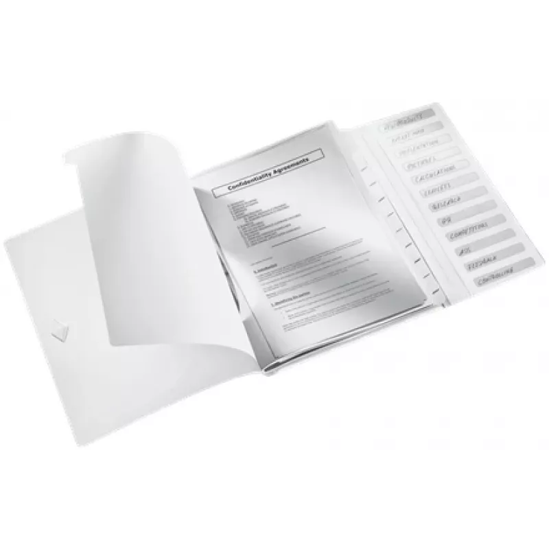Leitz dalītāju grāmata WOW PP 12 iedaļas, parastā dokumentu mape, A4, polipropilēns (PP), balta, spīdīga, 200 lapas